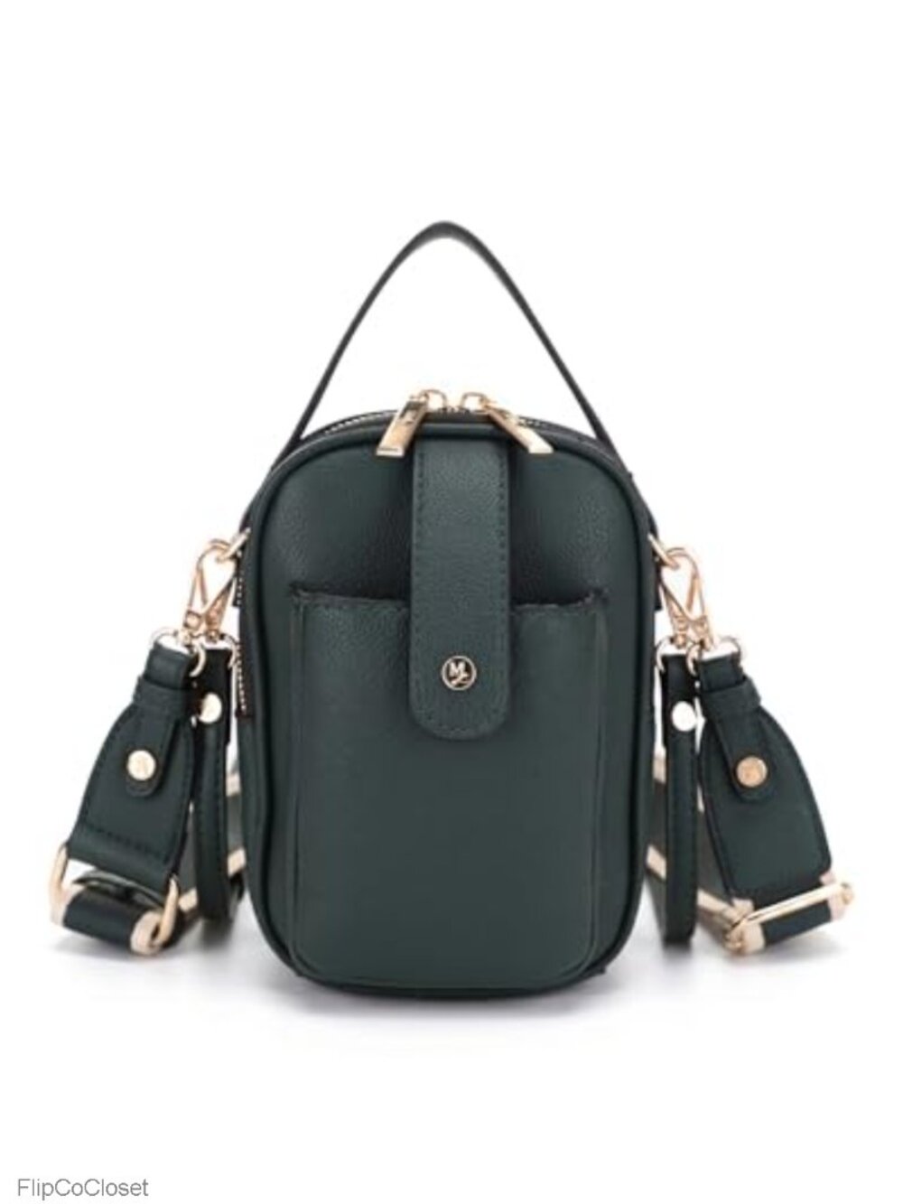 Vegan Leather Multi Compartment Crossbody Bag Adjustable Straps